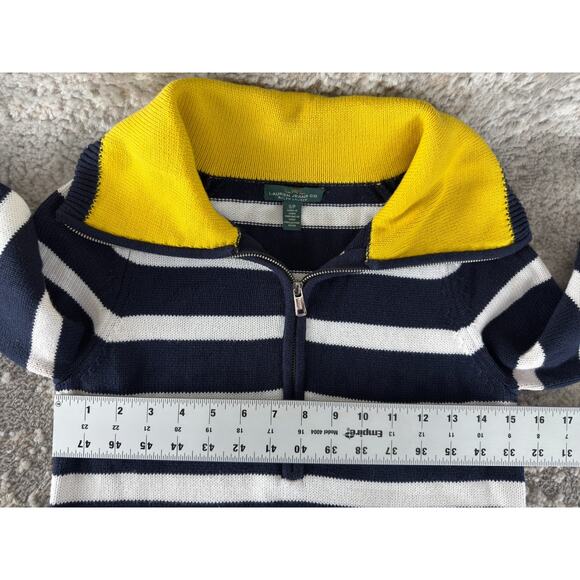 Ralph Lauren Jeans Co Size S Striped Outdoor Sweater Navy White Long Sleeve - Picture 2 of 5